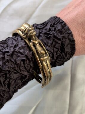 Brass-Tone Sculpted Face Cuff Bracelet